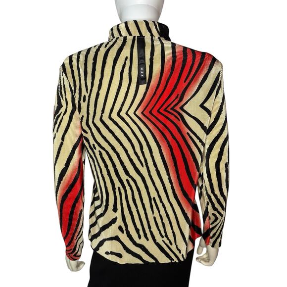 Vintage Jamie Sadock Firework Beige/Red/Black Striped Long Sleeve Golf Top sz M - Picture 7 of 10